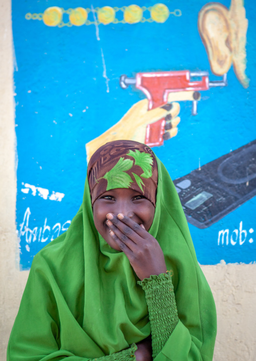 Portrait of a smiling somali girl, Woqooyi Galbeed region, Hargeisa, Somaliland