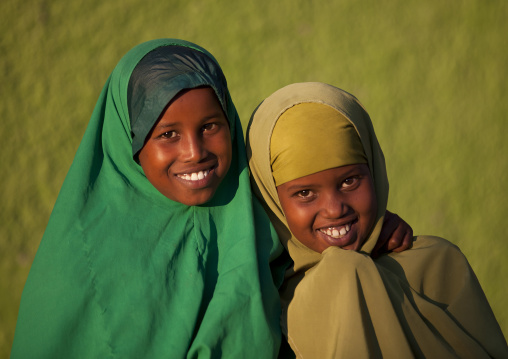 Portrait Of Teenage Girls Wearing Green, Boorama, Somaliland
