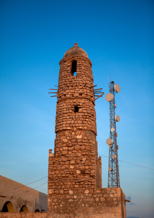 Old mosque and telecom antennas, Awdal region, Zeila, Somaliland