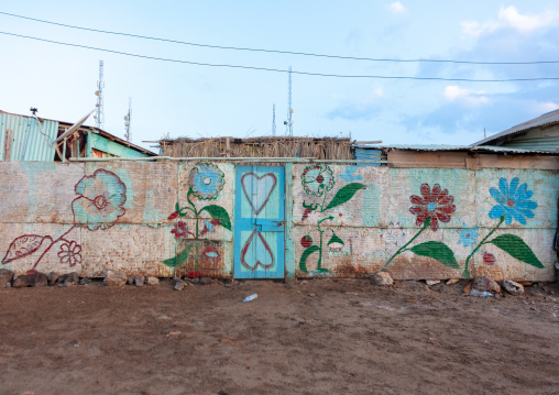 Decorated wall of a local house, Awdal region, Zeila, Somaliland