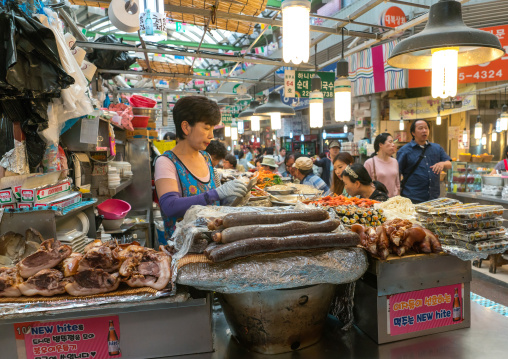 Pork at gwangjang traditional market, National capital area, Seoul, South korea