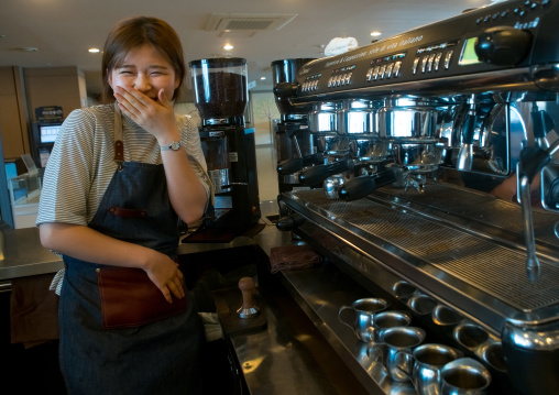 A north korean defector called huaryeong working at yovel cafe in ibk bank, National capital area, Seoul, South korea