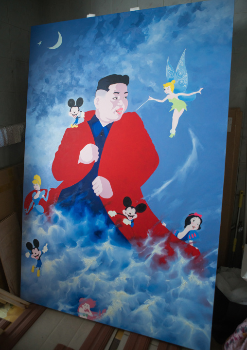 Kim il-sung sun and disney characters by sun mu artist, National capital area, Seoul, South korea