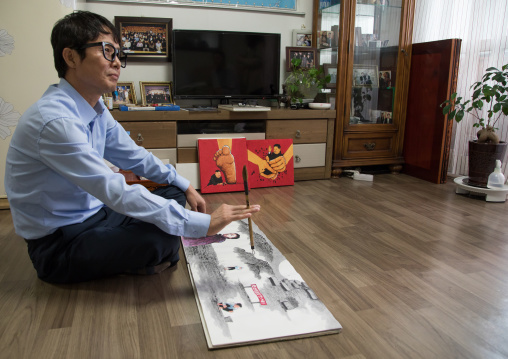 Former north Korea propaganda artist called Song Byeok, National Capital Area, Seoul, South Korea
