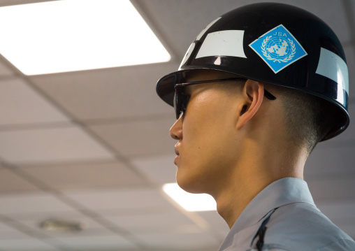South Korean soldier in the joint security area on the border between the two Koreas, North Hwanghae Province, Panmunjom, South Korea