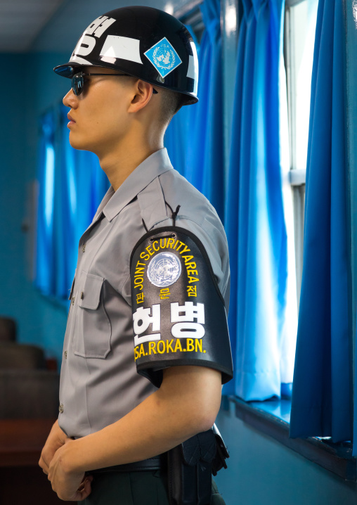 South Korean soldier in the joint security area on the border between the two Koreas, North Hwanghae Province, Panmunjom, South Korea