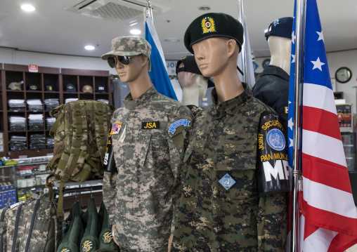 Military souvenirs sold at the DMZ on the north and south Korea border, North Hwanghae Province, Panmunjom, South Korea