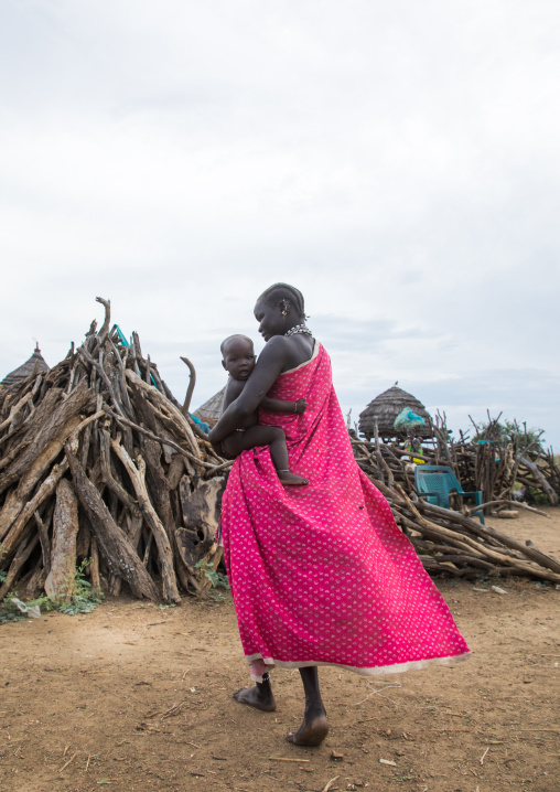 Toposa tribe woman with her baby, Namorunyang State, Kapoeta, South Sudan