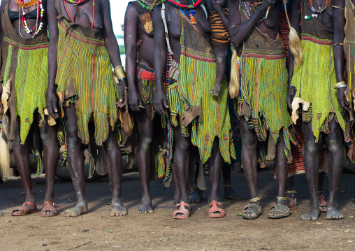 Toposa tribe women traditional skirts, Namorunyang State, Kapoeta, South Sudan