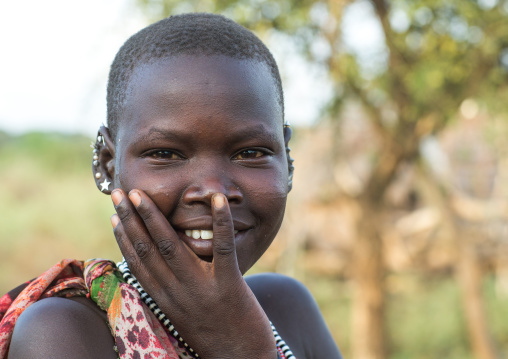 Portrait of a young Toposa tribe woman, Namorunyang State, Kapoeta, South Sudan