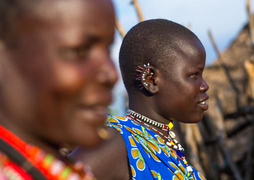 Toposa tribe women with earrings, Namorunyang State, Kapoeta, South Sudan