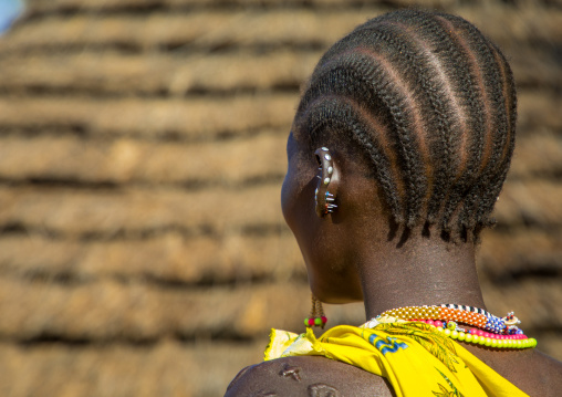 Larim tribe woman Braids hairtstyle, Boya Mountains, Imatong, South Sudan