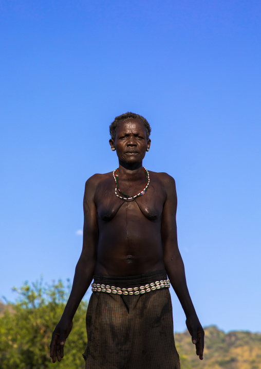 Portrait of a senior Larim tribe woman, Boya Mountains, Imatong, South Sudan