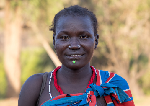 Portrait of a smiling Larim tribe woman, Boya Mountains, Imatong, South Sudan