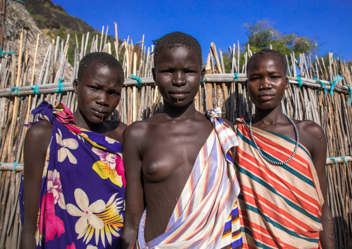 Larim tribe women in a village, Boya Mountains, Imatong, South Sudan