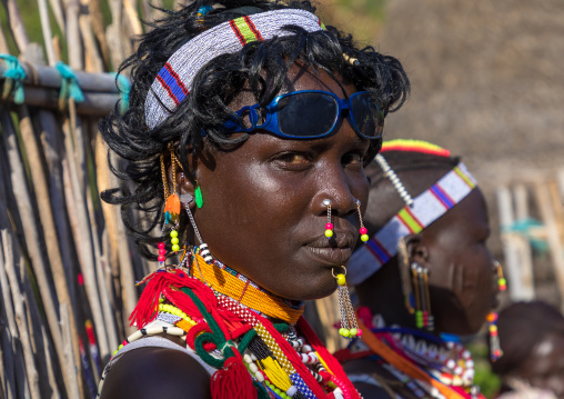 Larim tribe woman during a wedding celebration, Boya Mountains, Imatong, South Sudan