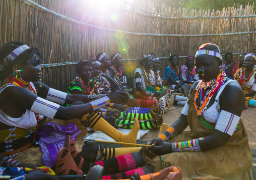 Larim tribe women during a wedding ceremony, Boya Mountains, Imatong, South Sudan