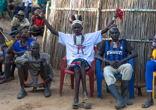 Larim tribe elders during a wedding ceremony, Boya Mountains, Imatong, South Sudan
