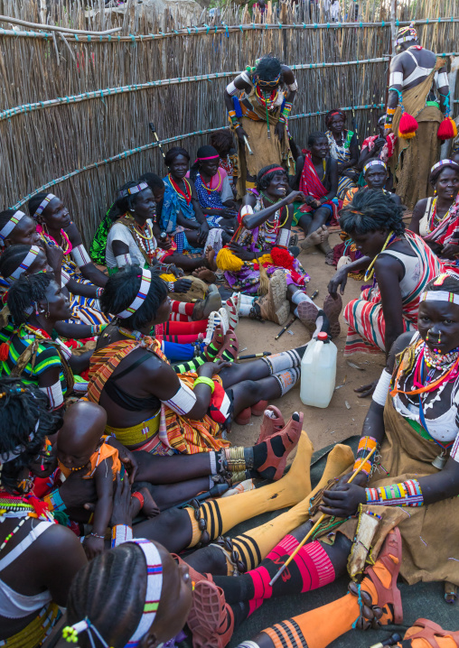 Larim tribe women during a wedding celebration, Boya Mountains, Imatong, South Sudan