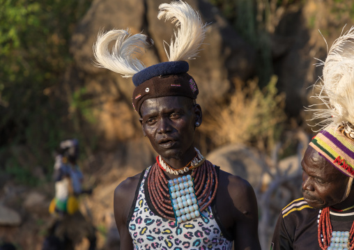 Larim tribe men during a wedding ceremony, Boya Mountains, Imatong, South Sudan