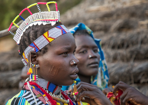 Portrait of a Larim tribe women with traditional decorations, Boya Mountains, Imatong, South Sudan