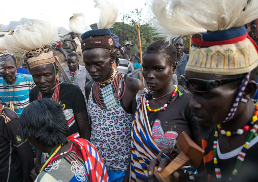 Larim tribe groom and bride during their wedding, Boya Mountains, Imatong, South Sudan
