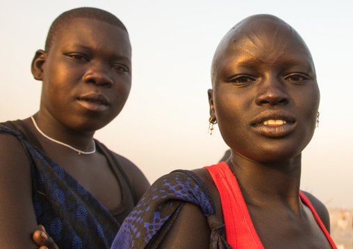 Mundaris tribe women with bald heads, Central Equatoria, Terekeka, South Sudan