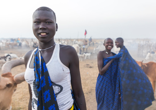 Portrait of Mundari tribe women in a cattle camp, Central Equatoria, Terekeka, South Sudan