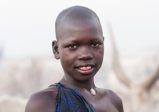 Portrait of Mundari tribe girl, Central Equatoria, Terekeka, South Sudan