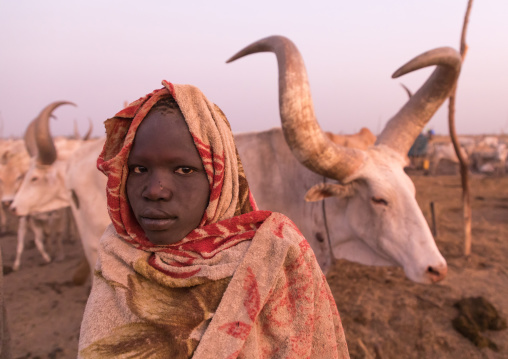 Portrait of a Mundari tribe boy in a cattle camp, Central Equatoria, Terekeka, South Sudan