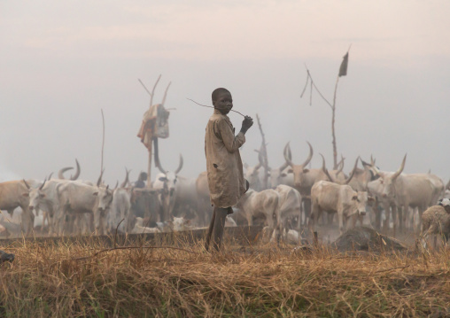 Mundari tribe boy in a cattle camp, Central Equatoria, Terekeka, South Sudan