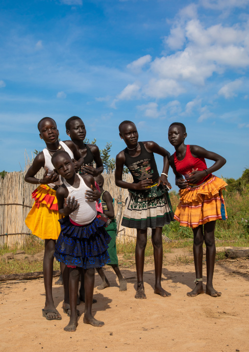 Mundari tribe girls dancing, Central Equatoria, Terekeka, South Sudan