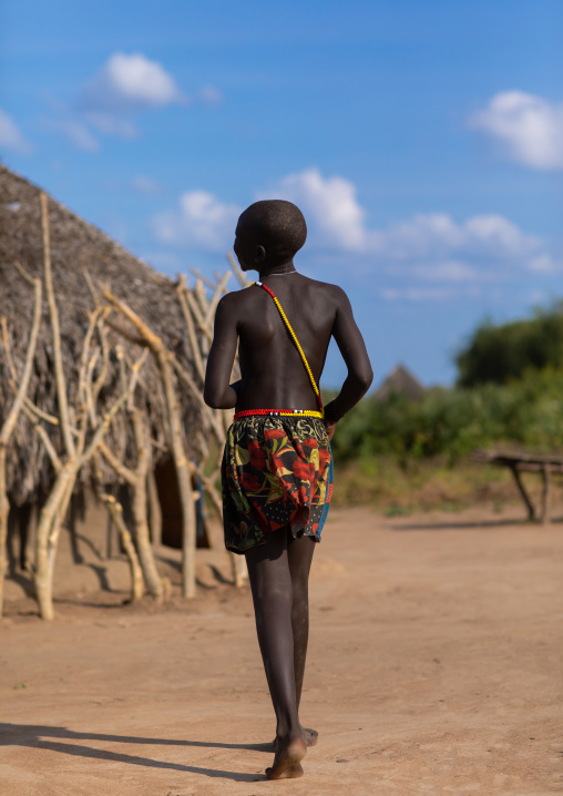Mundari tribe girl in her village, Central Equatoria, Terekeka, South Sudan