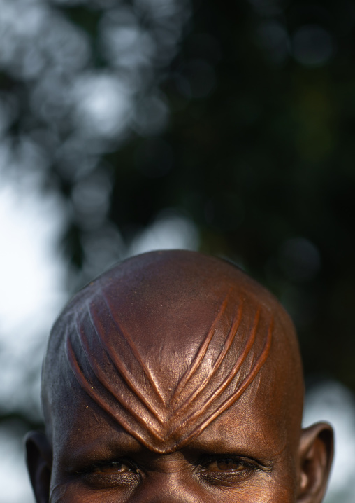 Forehead of a Mundari tribe woman with scarifications, Central Equatoria, Terekeka, South Sudan