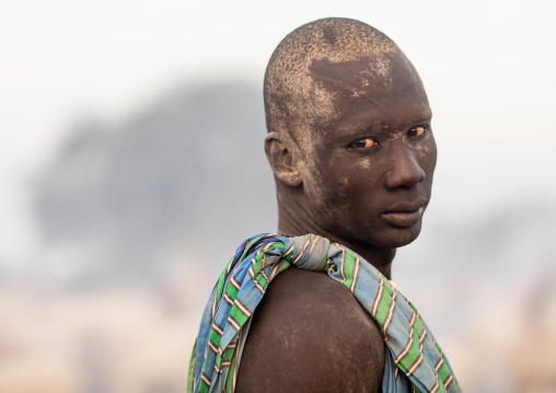 Mundari tribe man covered in ash portrait, Central Equatoria, Terekeka, South Sudan