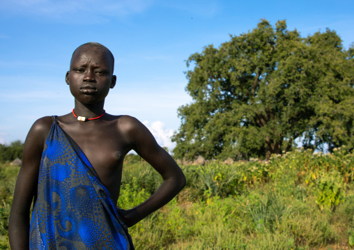 Portrait of a Mundari tribe young woman, Central Equatoria, Terekeka, South Sudan