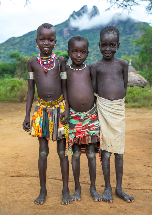 Larim tribe girls portrait, Boya Mountains, Imatong, South Sudan