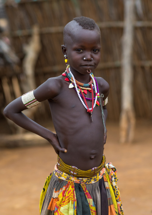 Portrait of a Larim tribe girl with necklaces, Boya Mountains, Imatong, South Sudan