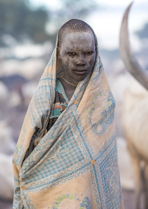 Mundari tribe boy covered in ash to protect from the mosquitoes and flies, Central Equatoria, Terekeka, South Sudan