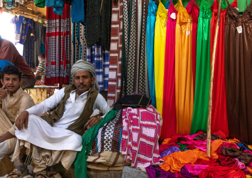 Rashaida men selling clothes in the market, Kassala State, Kassala, Sudan