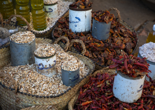 Seeds and chillies for sale in the market, Kassala State, Kassala, Sudan