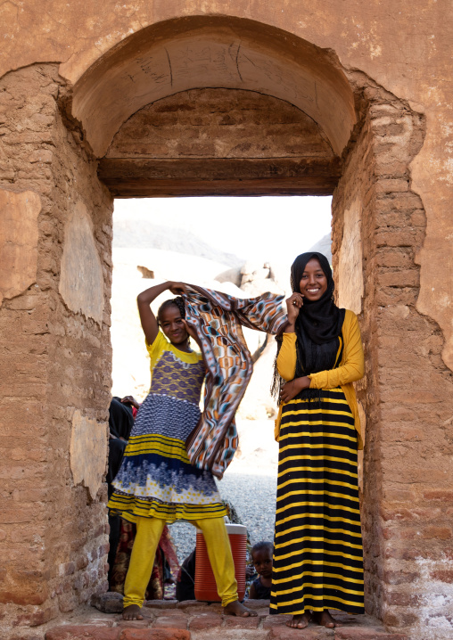 Sudanese girls in the Khatmiyah  mosque prayer hall, Kassala State, Kassala, Sudan
