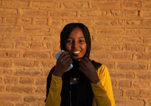 Smiling sudanese girl in Khatmiyah  mosque, Kassala State, Kassala, Sudan