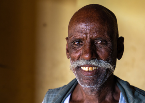 Portrait of a sudanese man with big moustache, Nubia, Old Dongola, Sudan