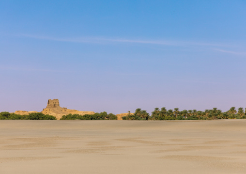 Ruins of an old ottoman fort overlooking dry river Nile, Northern State, El-Kurru, Sudan