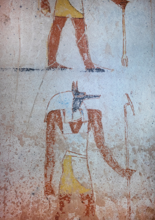 Protectors gods mural in the funeral chamber, Northern State, El-Kurru, Sudan