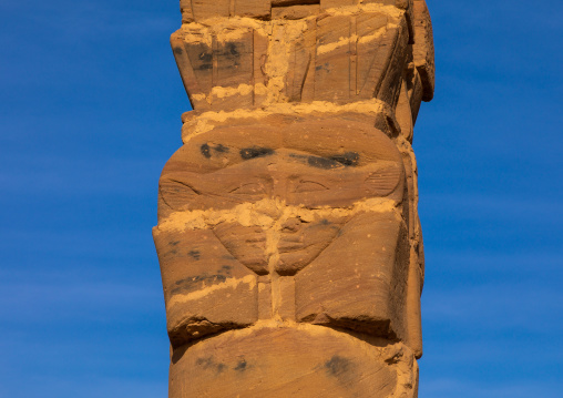 Hathor columns in the outer courtyard of the temple of mut at jebel Barkal, Northern State, Karima, Sudan