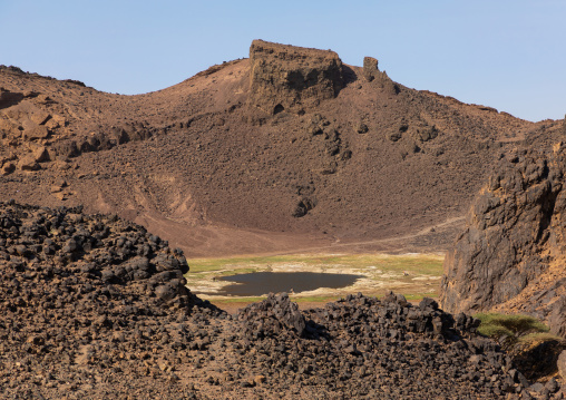 Atrun crater where nomads come to collect salt, Bayuda desert, Atrun, Sudan