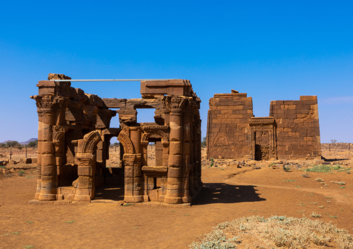 The roman kiosk and the temple of Apedemak, Nubia, Naqa, Sudan