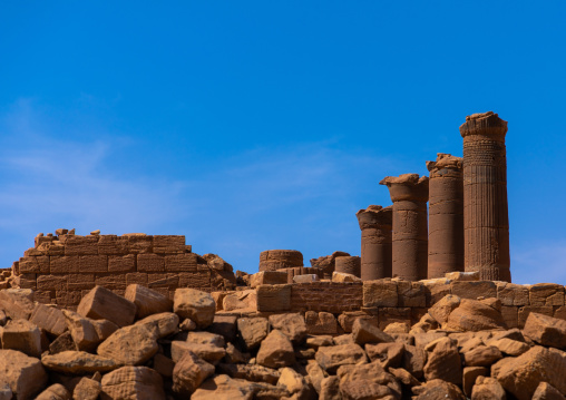 Columns in the great enclosure in Musawwarat es-sufra meroitic temple complex, Nubia, Musawwarat es-Sufra, Sudan